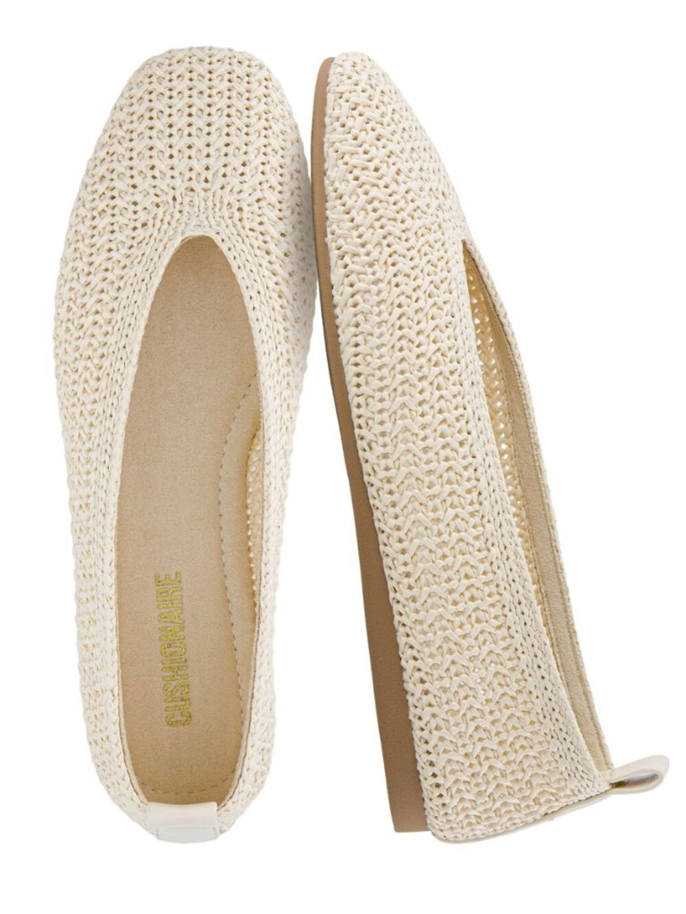 Gilt Woven Ballet Flats for Women, Lightweight Knit Flats with Memory Foam and